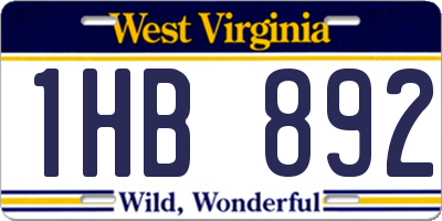 WV license plate 1HB892