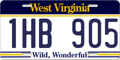 WV license plate 1HB905