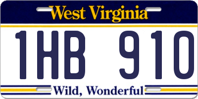 WV license plate 1HB910