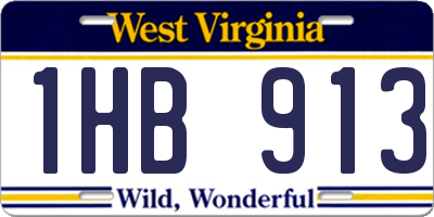 WV license plate 1HB913
