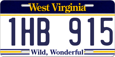 WV license plate 1HB915