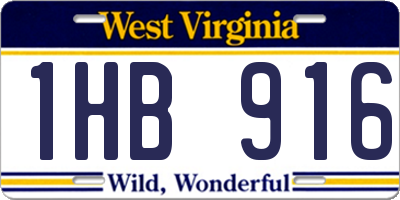 WV license plate 1HB916