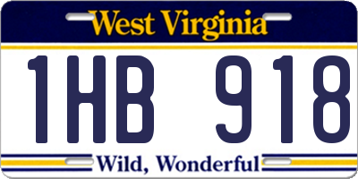 WV license plate 1HB918