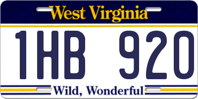 WV license plate 1HB920
