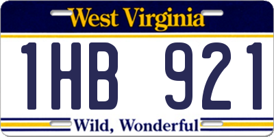 WV license plate 1HB921