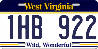 WV license plate 1HB922