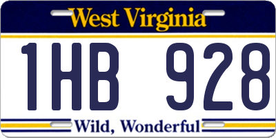 WV license plate 1HB928