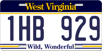 WV license plate 1HB929