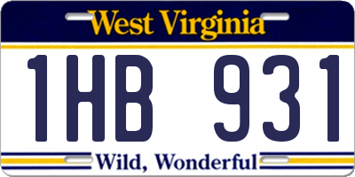 WV license plate 1HB931