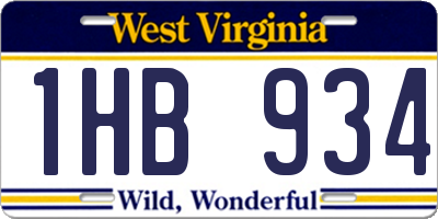 WV license plate 1HB934