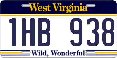 WV license plate 1HB938
