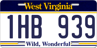 WV license plate 1HB939