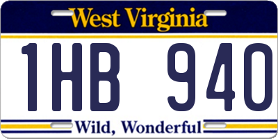 WV license plate 1HB940