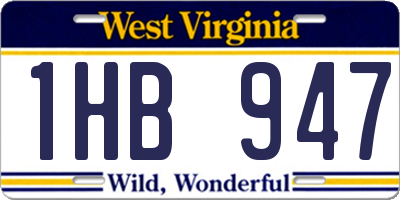 WV license plate 1HB947