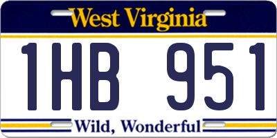 WV license plate 1HB951