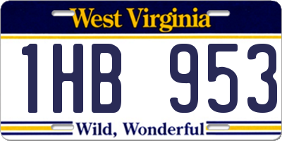 WV license plate 1HB953