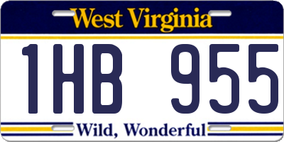 WV license plate 1HB955