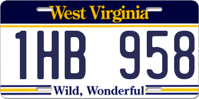 WV license plate 1HB958