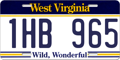WV license plate 1HB965