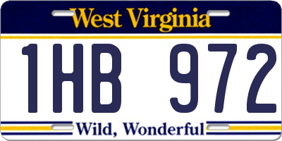 WV license plate 1HB972