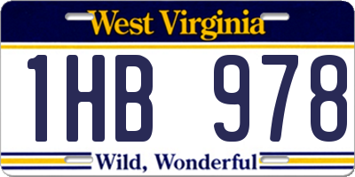 WV license plate 1HB978