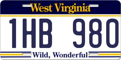 WV license plate 1HB980
