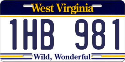 WV license plate 1HB981