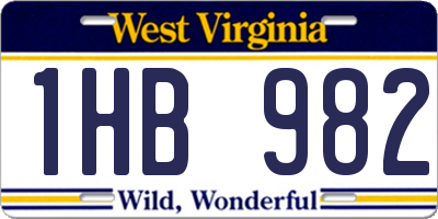 WV license plate 1HB982