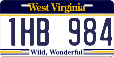 WV license plate 1HB984