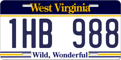 WV license plate 1HB988