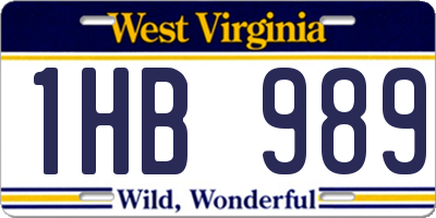 WV license plate 1HB989