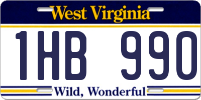 WV license plate 1HB990