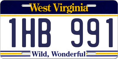WV license plate 1HB991