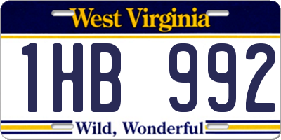 WV license plate 1HB992