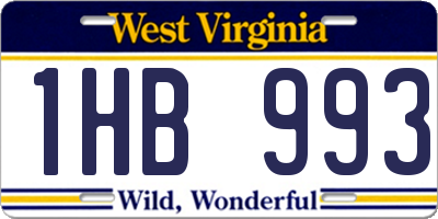 WV license plate 1HB993