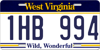 WV license plate 1HB994
