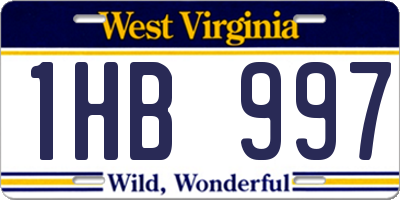 WV license plate 1HB997