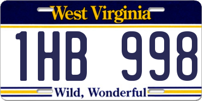 WV license plate 1HB998