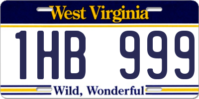WV license plate 1HB999