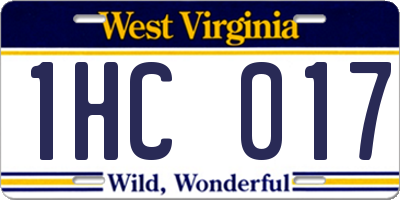 WV license plate 1HC017