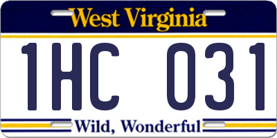 WV license plate 1HC031