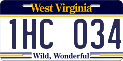 WV license plate 1HC034