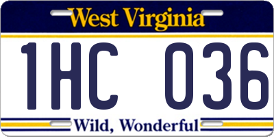 WV license plate 1HC036