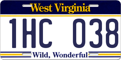 WV license plate 1HC038