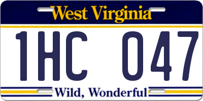 WV license plate 1HC047