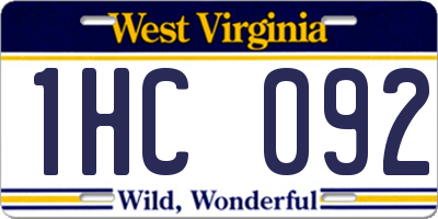 WV license plate 1HC092