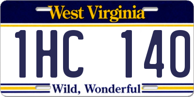 WV license plate 1HC140