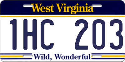 WV license plate 1HC203