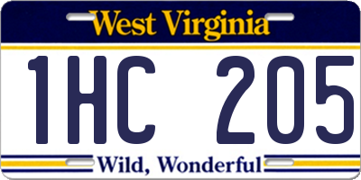 WV license plate 1HC205