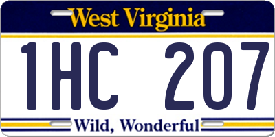 WV license plate 1HC207